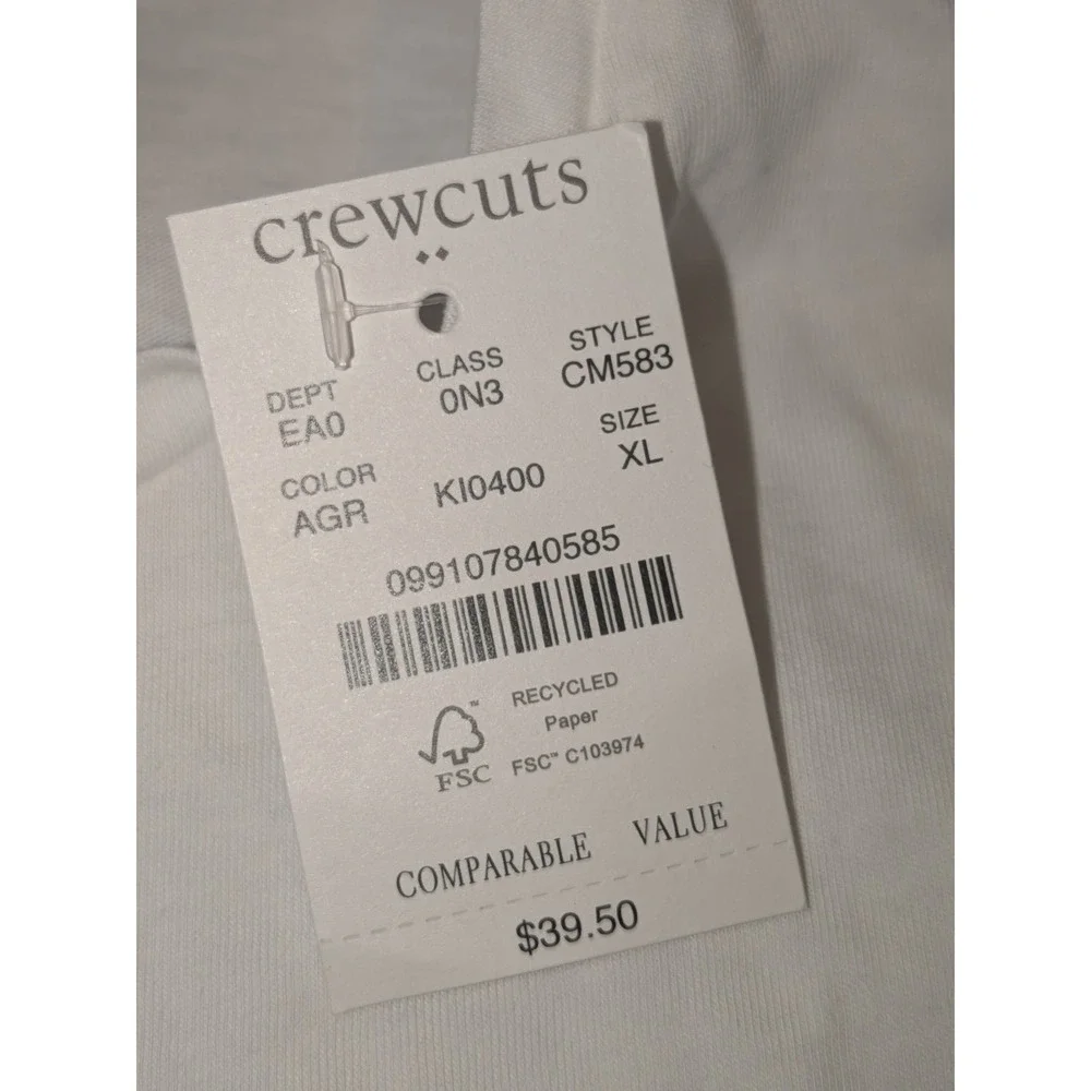 Crewcuts Kids XL 12-14 White Apple Print T‎ Shirt Cotton NWT $40